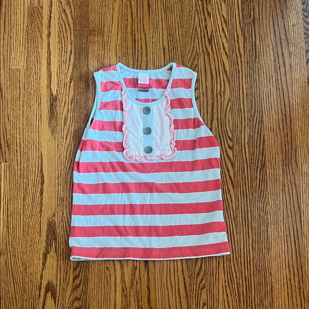 Matilda Jane size 12 Pink and blue Striped Kids Sleeveless Top